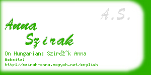 anna szirak business card